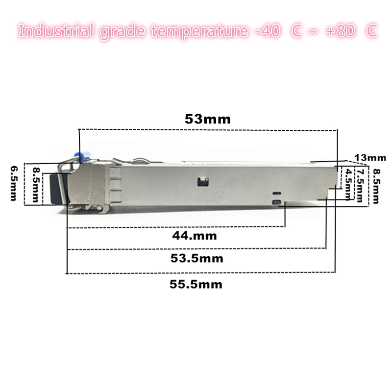 LC SFP fiiberoptiliste moodul Tööstus-klassi -40~+80 Celsiuse 1.25G20/40/80 KM 1310/1490/1550nm Ühe-SFP-ühilduv optiline moodul 4