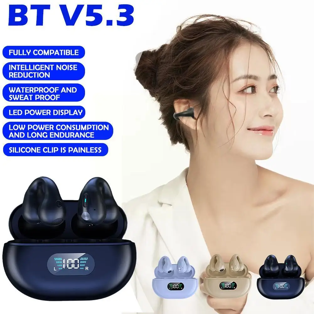 Juhtmeta Kõrvaklapid Bluetooth-5.3 Kõrvaklappide Jaoks Ambie Heli Earcuffs Earbuds Hifi Stereo Sport Veekindel Earhook Mic H6z1 2