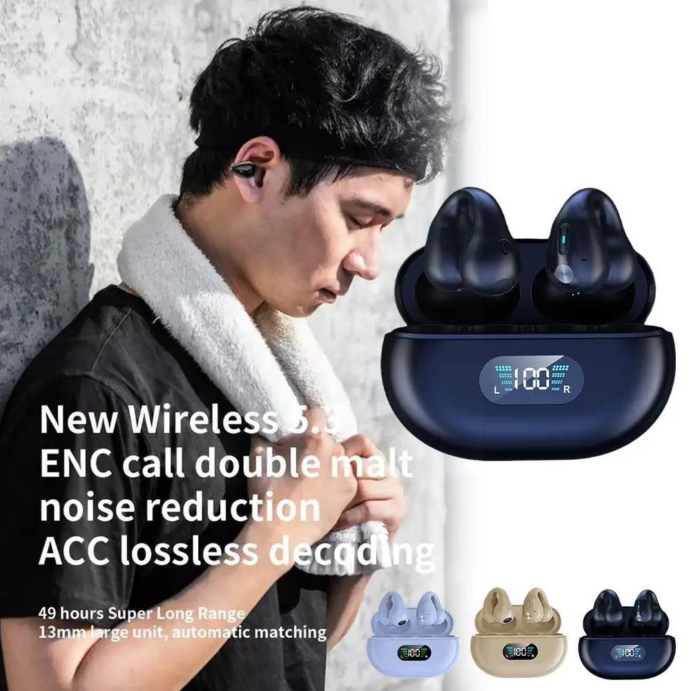 Juhtmeta Kõrvaklapid Bluetooth-5.3 Kõrvaklappide Jaoks Ambie Heli Earcuffs Earbuds Hifi Stereo Sport Veekindel Earhook Mic H6z1 3