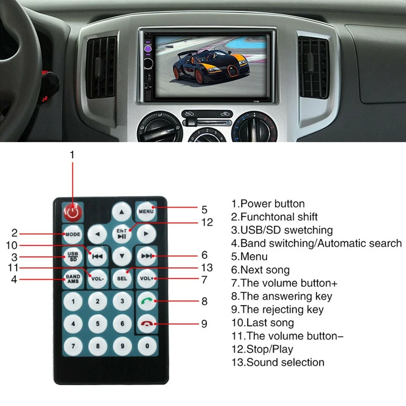 Kahekordne 2 Din 7inch Auto stereoraadio MP5 Bluetooth Touch Mängija, USB-Peegel Link GPS Bilicar-7032 3