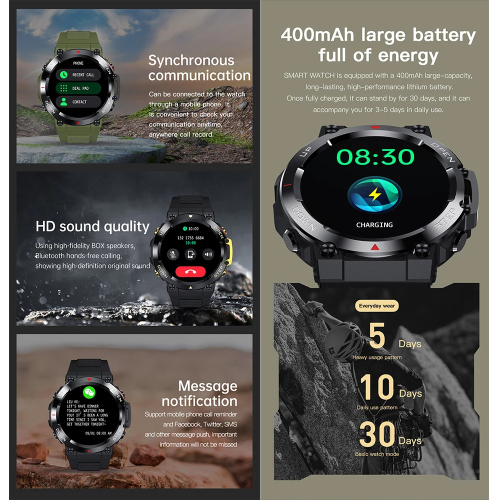 Smart Watch Mehed Naised Sport Sinine Hammas Kõne Smartwatch 100+ Multiple Sport Režiimid Heartrate Tervise 400mAh 360*360 Ilm Väljas 3