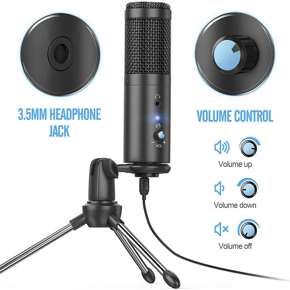 USB Mikrofon Stuudio Professionaalne Kondensaator Mikrofon, PC Arvuti Salvestus-Streaming Mängu Video Karaoke Laulmine Mic Kuum 3