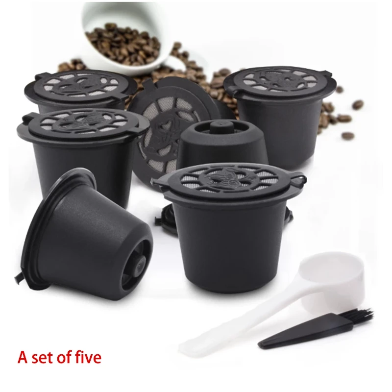 Kuum SURM-5 Korduvkasutatavad Nespresso Kapslid Korduvtäidetavaid Kohvi Kapsel Filter Koos Nespresso Kohvi Masinad Kohvi Lusikaga, Harjaga 2
