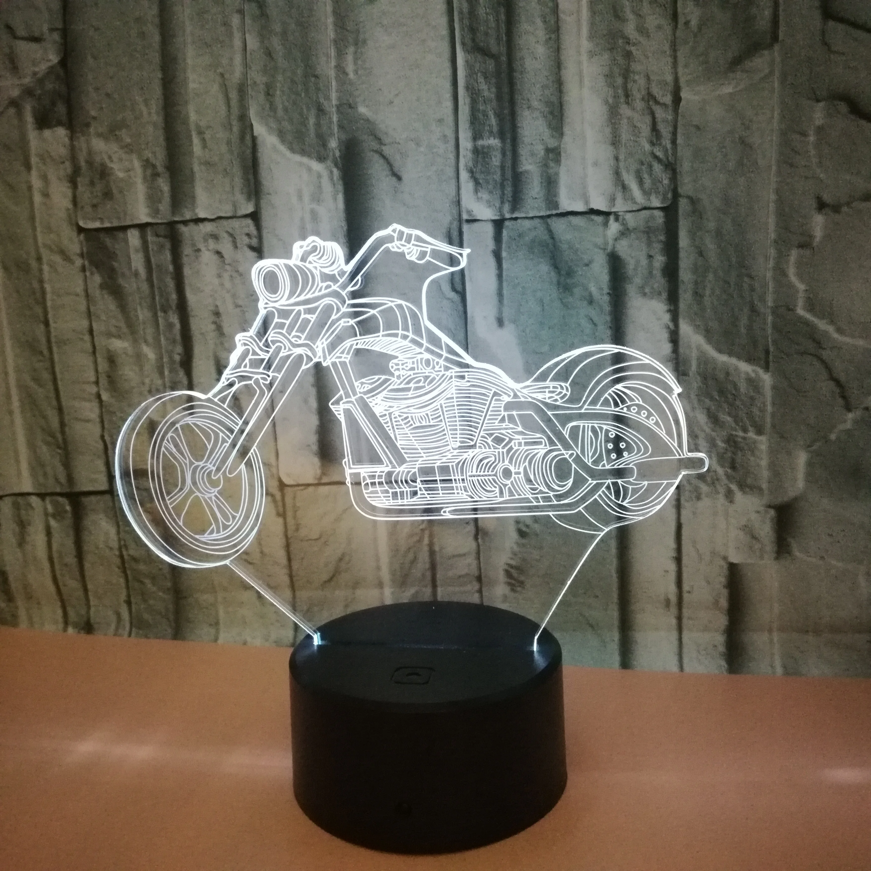 Mootorratas Mootorratas LED 3D Illusioon Visuaalne Öö Valguses Loominguline Magamistuba Teenetemärgi Kerge Pila Lamp Lapsed Kingitus Suveniiri 1