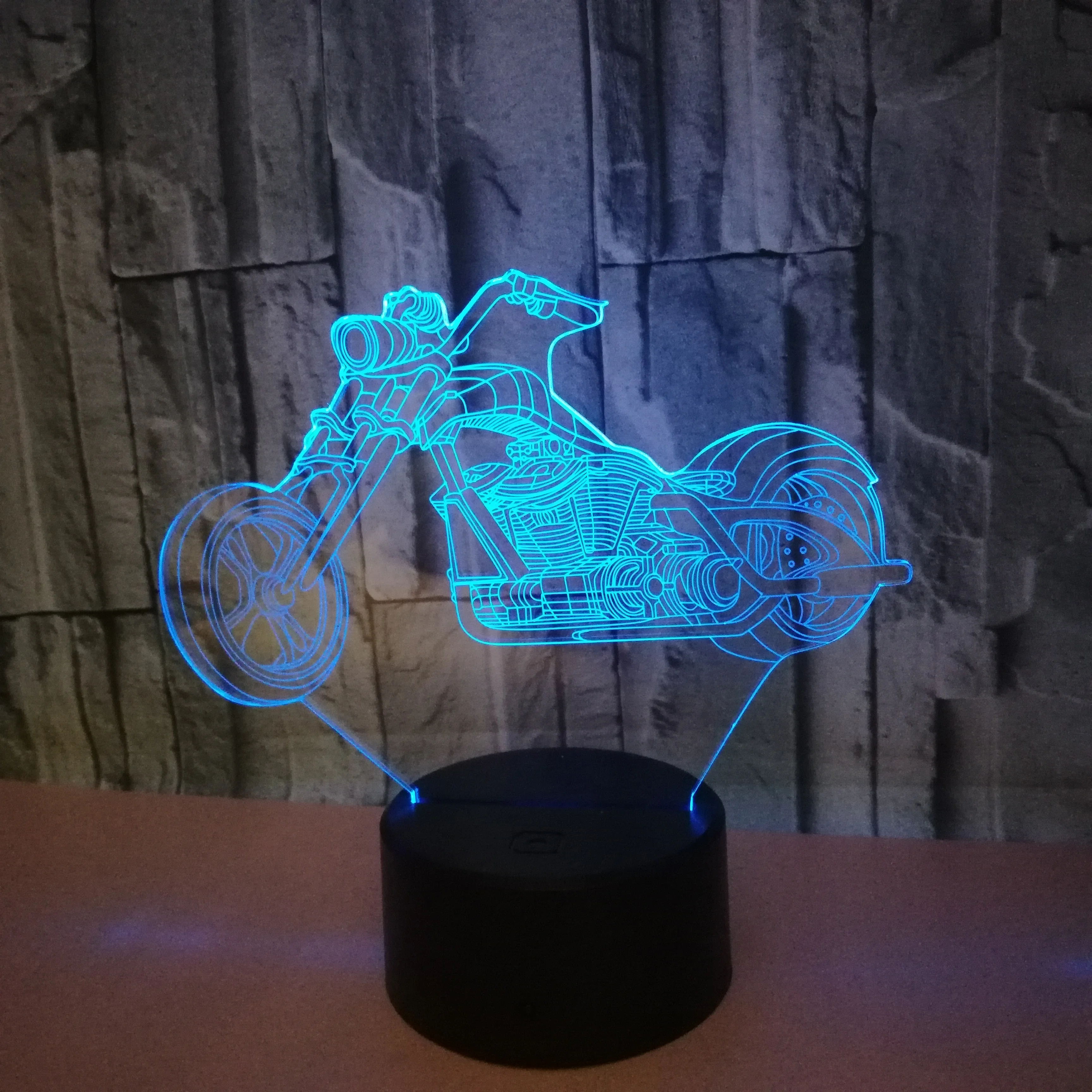 Mootorratas Mootorratas LED 3D Illusioon Visuaalne Öö Valguses Loominguline Magamistuba Teenetemärgi Kerge Pila Lamp Lapsed Kingitus Suveniiri 4