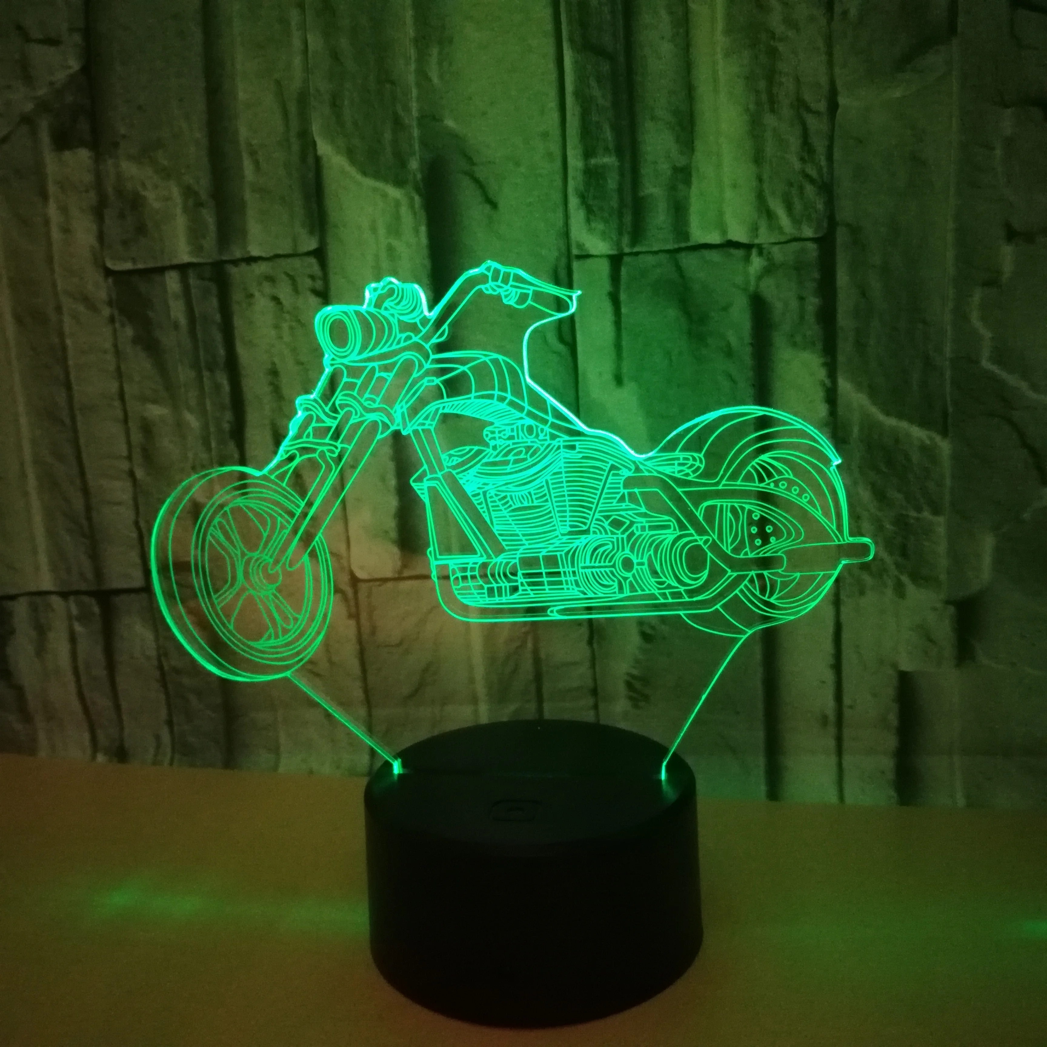 Mootorratas Mootorratas LED 3D Illusioon Visuaalne Öö Valguses Loominguline Magamistuba Teenetemärgi Kerge Pila Lamp Lapsed Kingitus Suveniiri 5