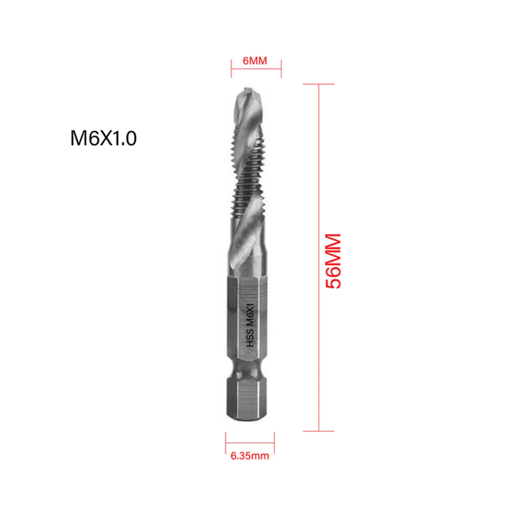 1TK M3/M4/M5/M6/M8/M10 Tap Drill Bit Hex Varre Puuriterad Komplekt HSS Keermestatud Natuke automaadil Ühend Tap Drill Bits 2