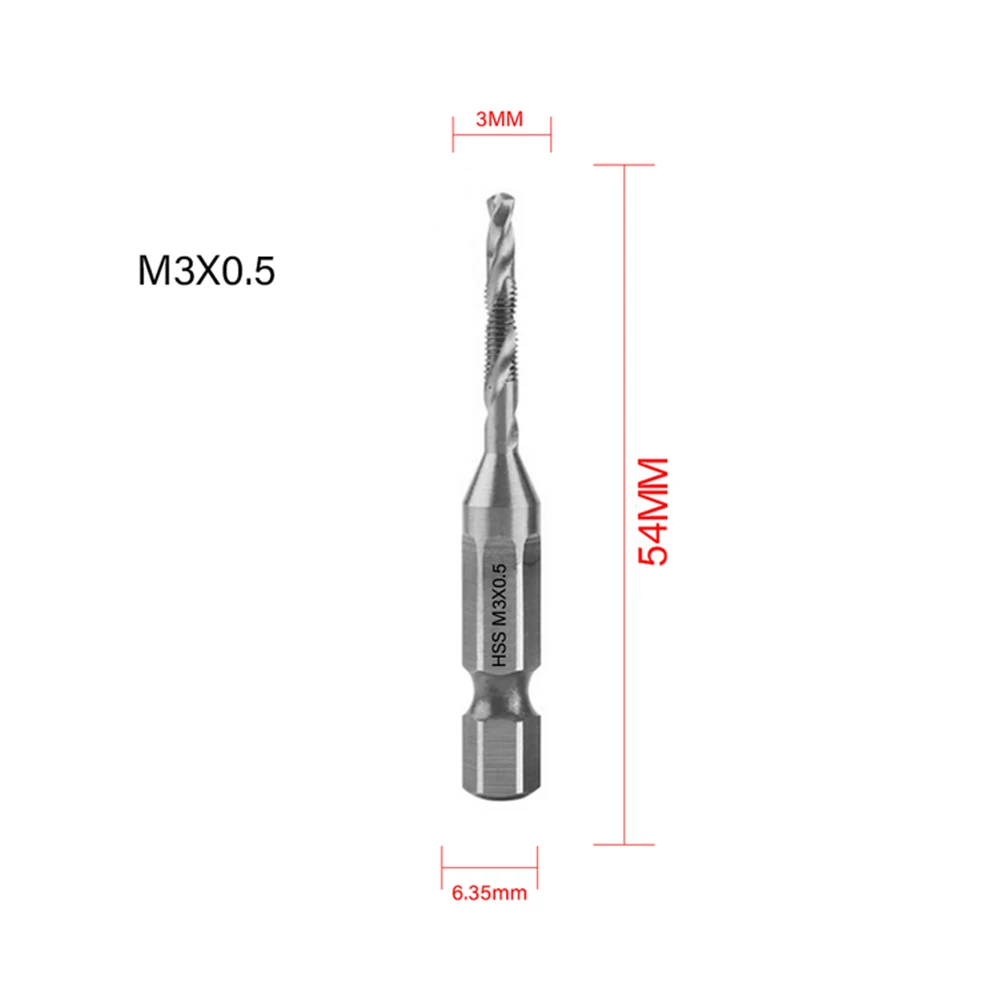 1TK M3/M4/M5/M6/M8/M10 Tap Drill Bit Hex Varre Puuriterad Komplekt HSS Keermestatud Natuke automaadil Ühend Tap Drill Bits 3