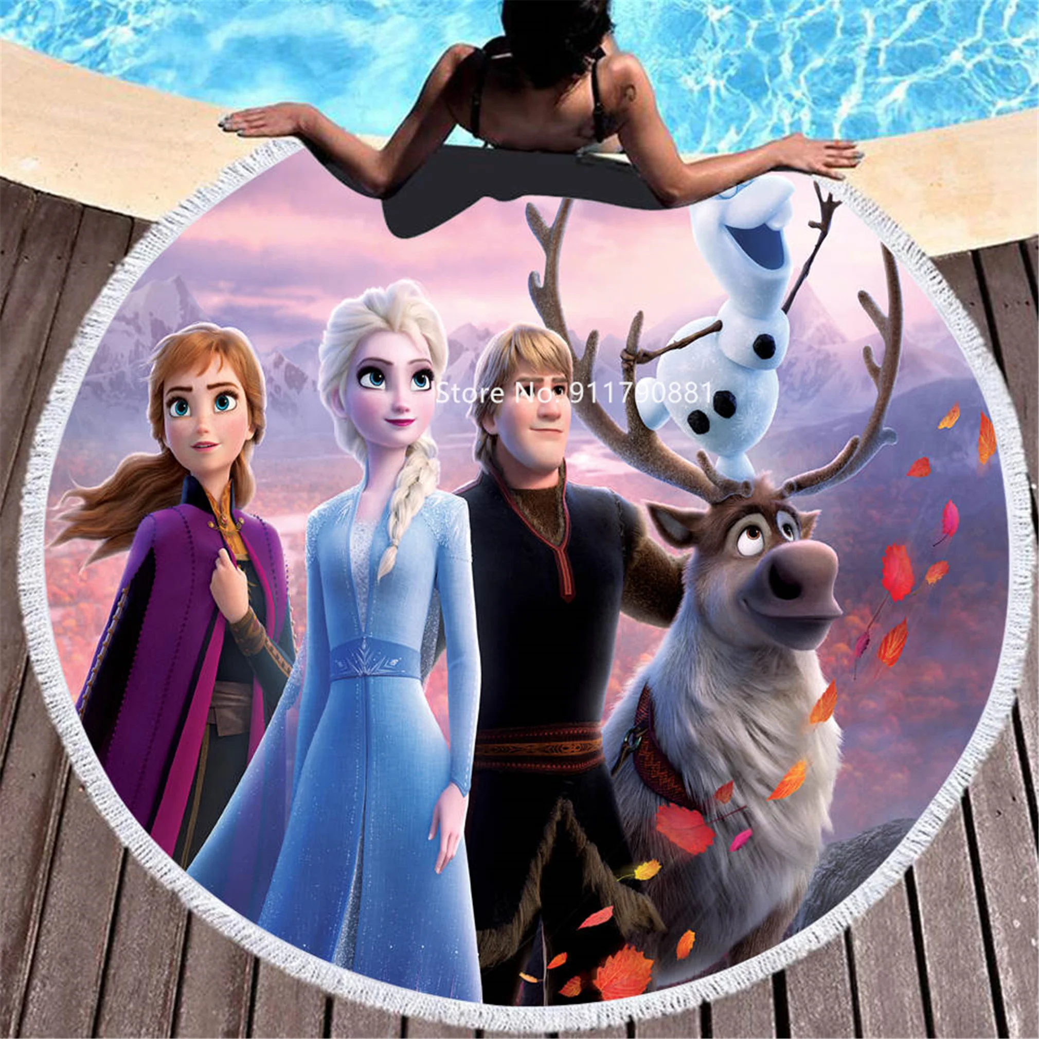 Disney Külmutatud Printsess Elsa Ilus Cartoon Prindi Pehme Tutt Ringi saunalina Ranna Rätik Täiskasvanute ja Laste 150x150cm 0