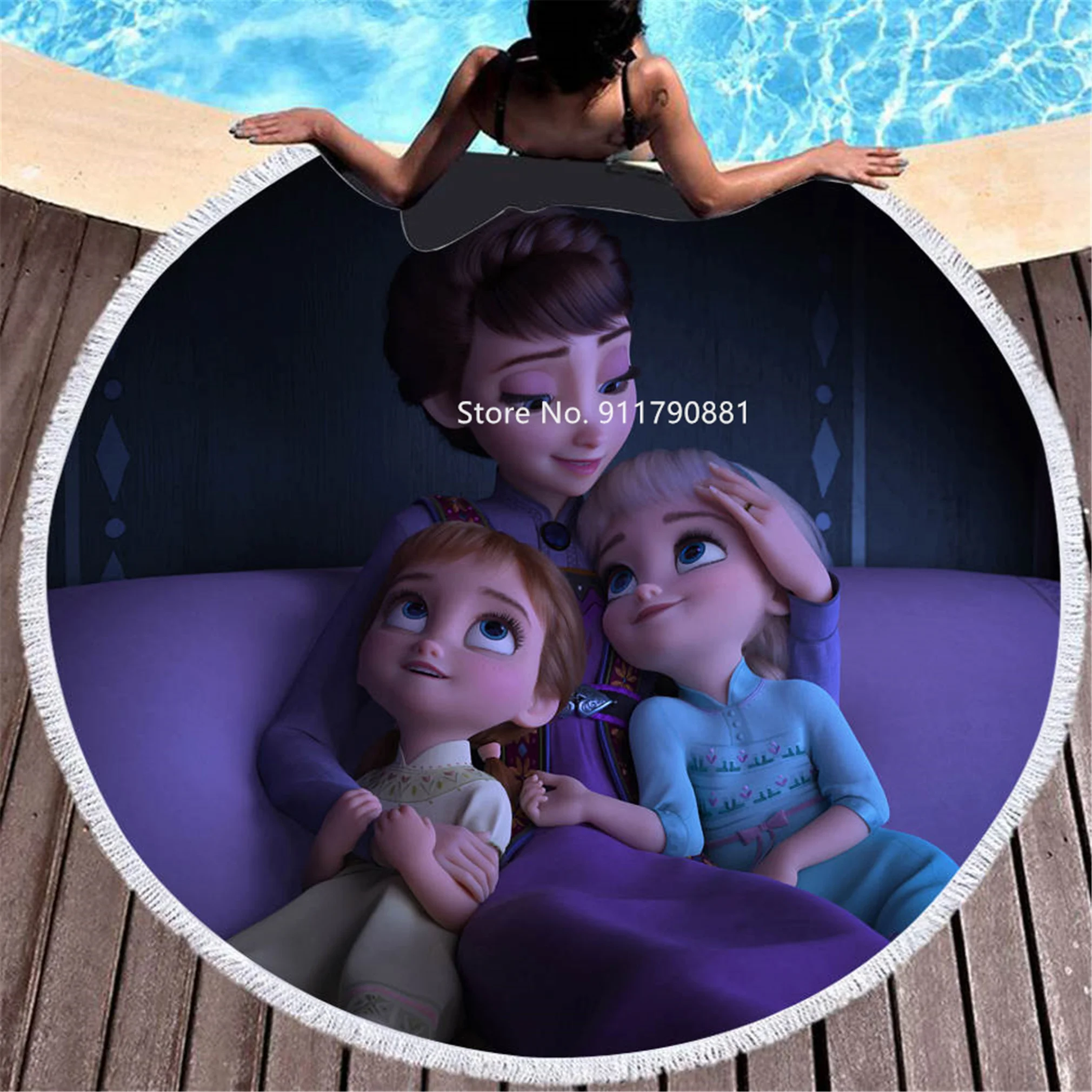Disney Külmutatud Printsess Elsa Ilus Cartoon Prindi Pehme Tutt Ringi saunalina Ranna Rätik Täiskasvanute ja Laste 150x150cm 3