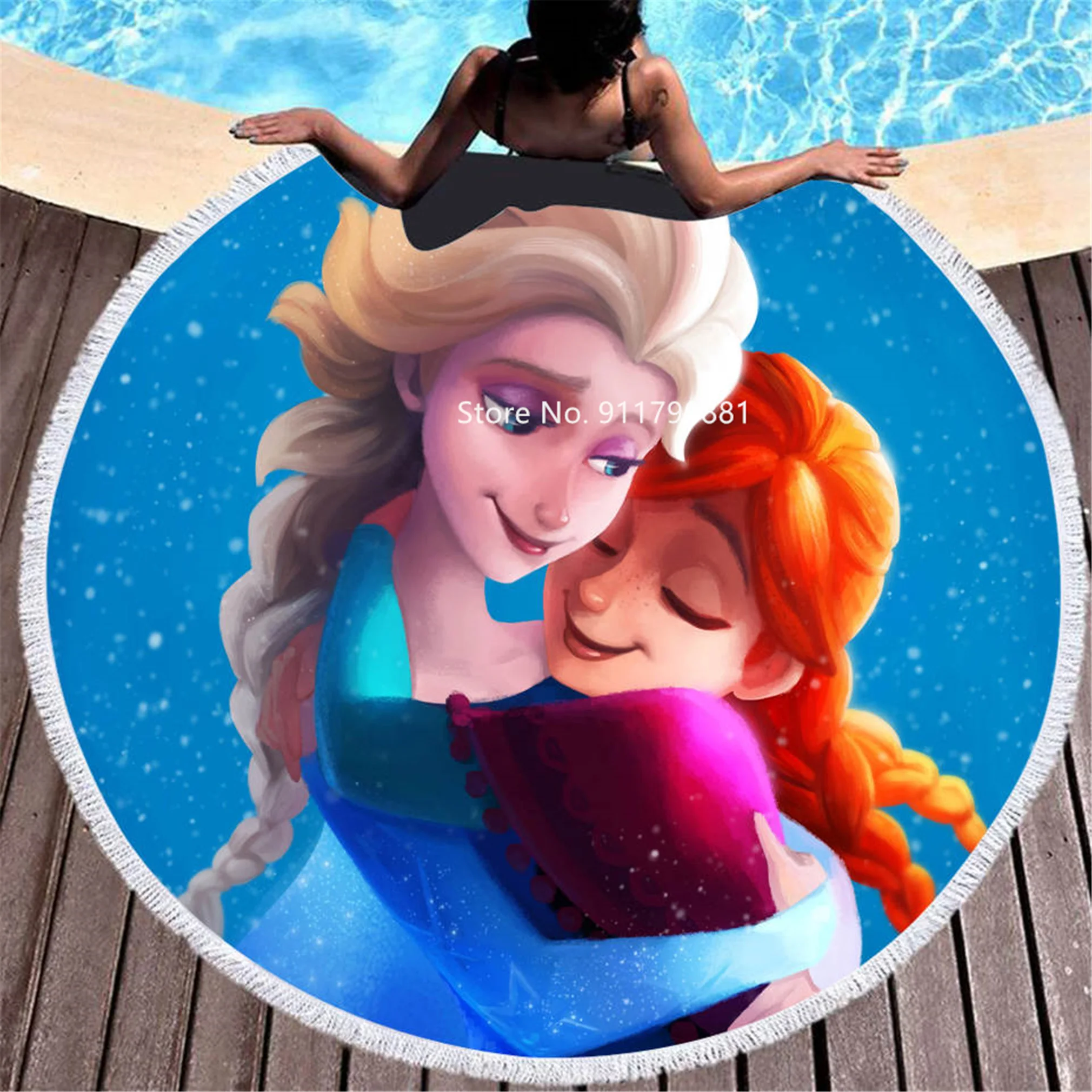Disney Külmutatud Printsess Elsa Ilus Cartoon Prindi Pehme Tutt Ringi saunalina Ranna Rätik Täiskasvanute ja Laste 150x150cm 4