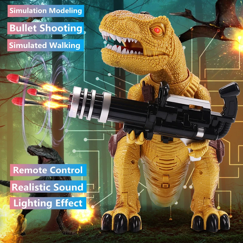2.4 G RC Dinosaurus Shot Gun puldiga Mänguasi Elektrilised Jalgsi Mänguasjad Lastele jõulukinke koos Heliga Muusika jõulukinke 2