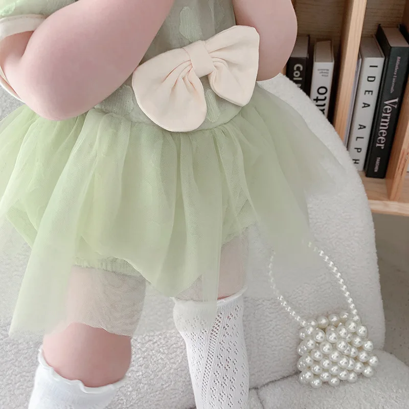 Beebi Sipukad Kleit Rohelise Värvi Suvine Tüdruk Imiku korea Võrgusilma Ühe rõivakomplekti Vastsündinud Õhuke väikelapse jõulud kanda uus sündinud esemed 2