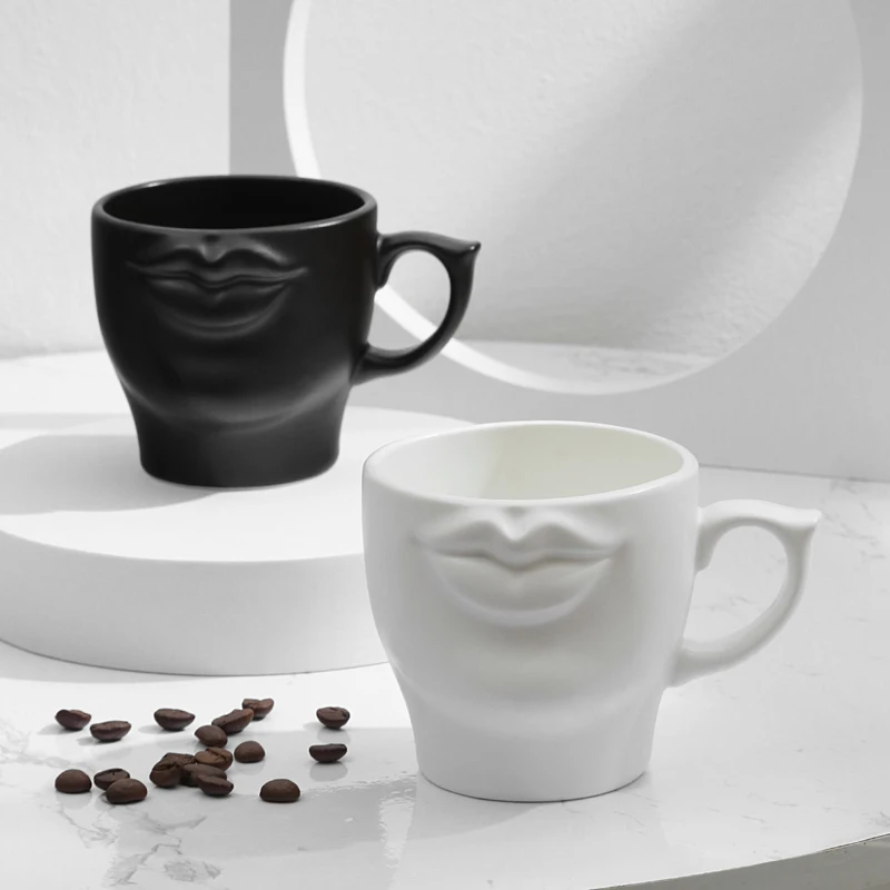 Isikliku 3D Keraamiline Kohvi Kruus Hommikusöök Tassi Naljakas, Loominguline Drinkware Huuled Tagumik Erilisi Kingitusi Ema Meeste ja Naiste Paar 2
