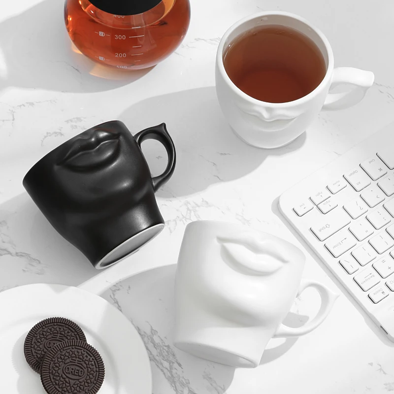 Isikliku 3D Keraamiline Kohvi Kruus Hommikusöök Tassi Naljakas, Loominguline Drinkware Huuled Tagumik Erilisi Kingitusi Ema Meeste ja Naiste Paar 4