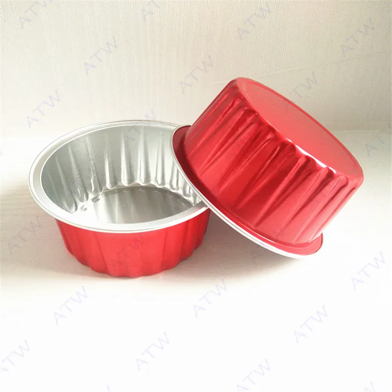 50tk Net punane alumiinium foolium cake box küpsetamine hallituse väike loominguline tin cup 125ml ring diy pakendil jäätis, puding tass kaanega 3