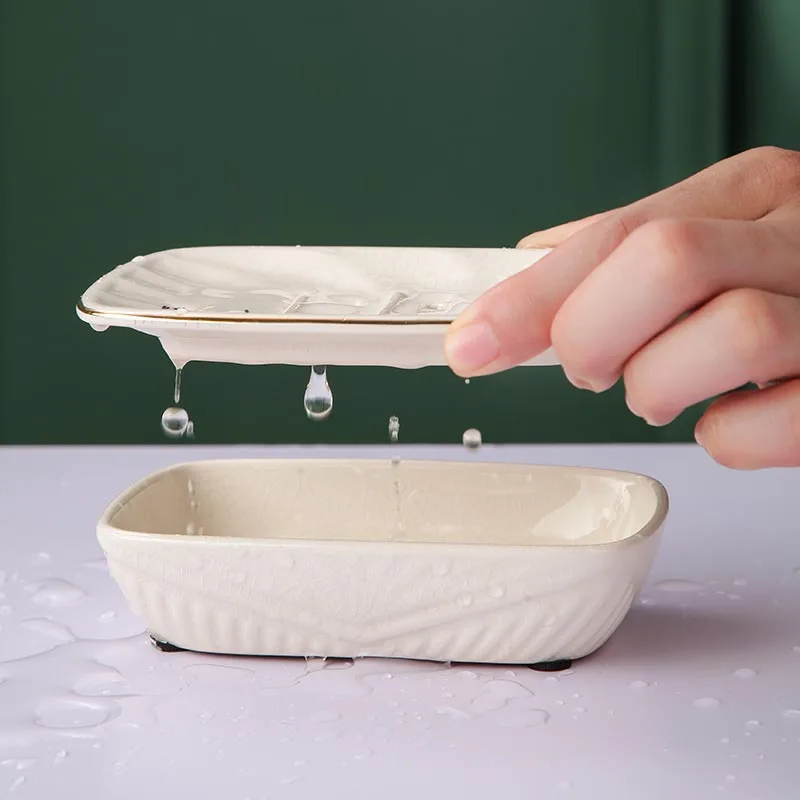 Põhjamaade keraamiline soap box double-layer drenaaž ladustamise kasti leibkonna wc seep kasti seep rennide puhastamine ja viimistlemine 1