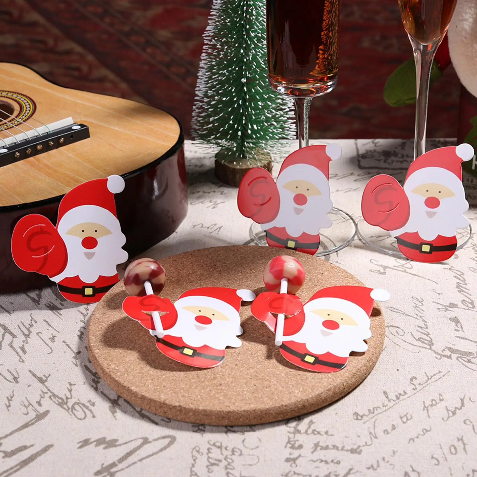 50tk Karikatuurid Santa Claus Pingviin Paber Lollipop Kaardid DIY Lollipop Kingitus Paketi Decor Jõulud Teenetemärgi Navidad Uus Aasta 3