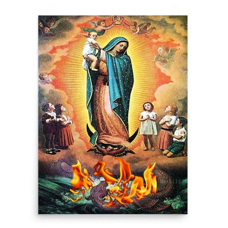 Our Lady Of Guadalupe Neitsi Maarja Ikoon Põleva Põõsa Kreeka Õigeusu Bütsantsi Lõuend Seina Kunst Elutoamööbel Home Decor 3