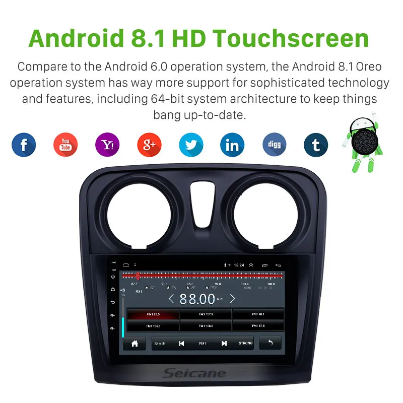 Seicane 2din Android 9.1 Auto Multimeedia Mängija, Raadio, GPS Navigatsiooni Renault Dacia Sandero 2012-2017 toetada Carplay TPMS 2