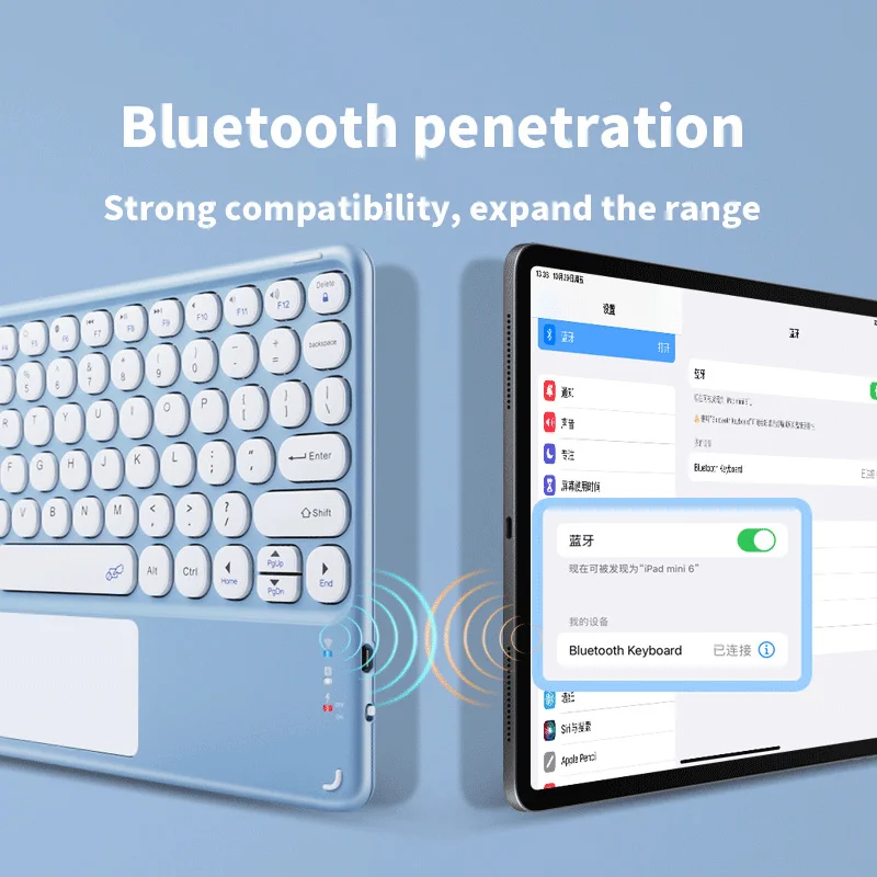10 tolli Bluetooth Klaviatuur Koos Touchpad Vaikne Mini Touch Juhtmeta Klaviatuur iPad Android, IOS, Windows Apple Macbook Tablett 1
