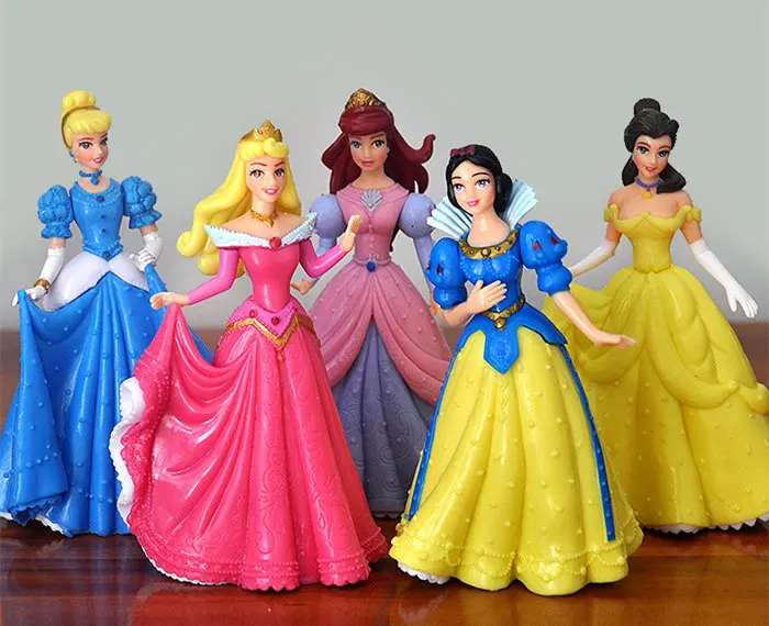 [ Naljakas] 14cm Printsess Mänguasjad 5tk/palju Snow princess Ariel Tuhkatriinu Aurora Belle PVC Tegevus Arvandmed nukk mudel Laps Tüdrukud kingitus 1