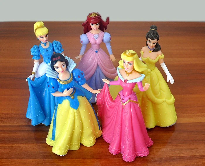 [ Naljakas] 14cm Printsess Mänguasjad 5tk/palju Snow princess Ariel Tuhkatriinu Aurora Belle PVC Tegevus Arvandmed nukk mudel Laps Tüdrukud kingitus 2