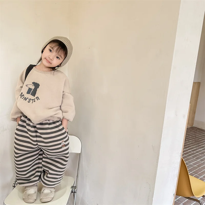 Laste Talve Püksid Poistele Tüdrukute Soojad Püksid 2023 Fashion Korea Lapsed Riided Fliisist Voodriga Pikk Paks Sport Vabaaja Püksid 2