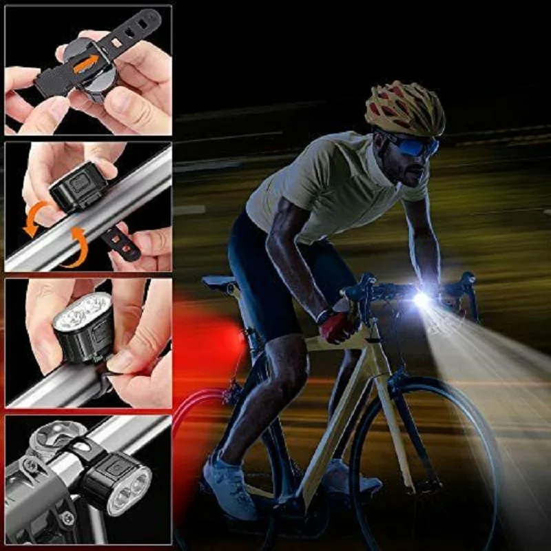 Jalgratta Tuled USB Laetav LED-Mountain Bike Ees Valgus Taga Taillight Jalgrattasõit Esitulede Kerge Veekindel MTB Hoiatus Lamp 5