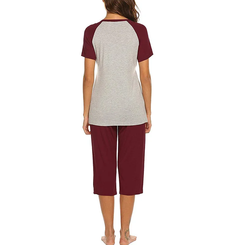 Uued 2TK Rinnaga Toitmine Nightwear Naiste Rasedus-Lühikesed Varrukad Imetavad Last Tops T-särk+Kärbitud Püksid Pidžaama Komplekt Nuisette 1