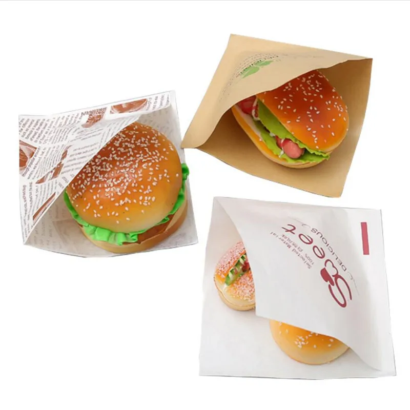 50tk Kolmnurkne Ava Top Kraft paberkott Donuts Sandwich Kotid Pagari Leiba Toidu Pakendamise Kotid 15x15cm 0