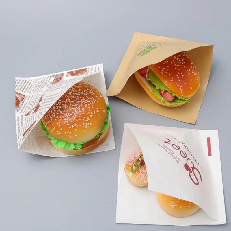 50tk Kolmnurkne Ava Top Kraft paberkott Donuts Sandwich Kotid Pagari Leiba Toidu Pakendamise Kotid 15x15cm 5