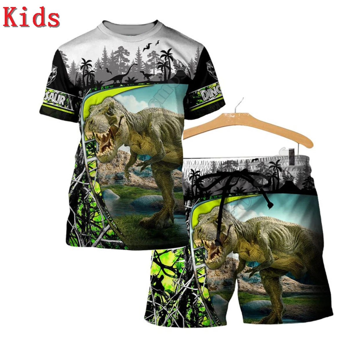 Armastus Dinosaurus 3D Trükitud T-Särgid Ja lühikesed Püksid Lapsed Naljakas Laste Ülikond Poiss, Tüdruk, Suvel Lühikesed Varrukad Sobiks Lapsed Rõivad 03 3