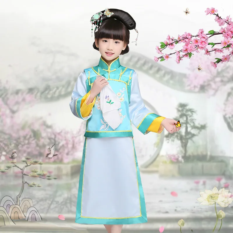Lapse Hiina Rahvariiete Tüdruk Qing Kostüüm Tüdruk Hiina Printsess Kostüüm Halloween Pool Cosplay Kostüüm Etapp Perforamce 18 0