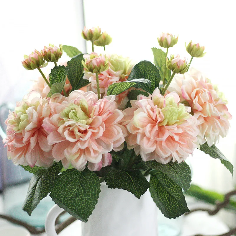 1 2 Pead Silk Daaliad tehislilled Elavat Reaalne Touch Võltsitud Lilled Pulmapidu DIY Kodu Aia Kaunistamiseks Õie 3