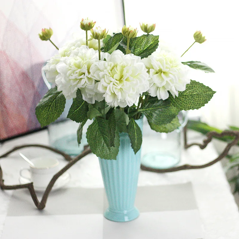 1 2 Pead Silk Daaliad tehislilled Elavat Reaalne Touch Võltsitud Lilled Pulmapidu DIY Kodu Aia Kaunistamiseks Õie 5