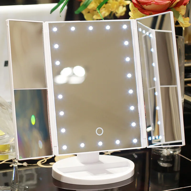 Meik Peegel LED Valgus Edevus Peegel Puutetundlik Paindlik Suurendusklaasi Kosmeetika-USB Aku Meik Vahendid Reguleeritav Peegel 2