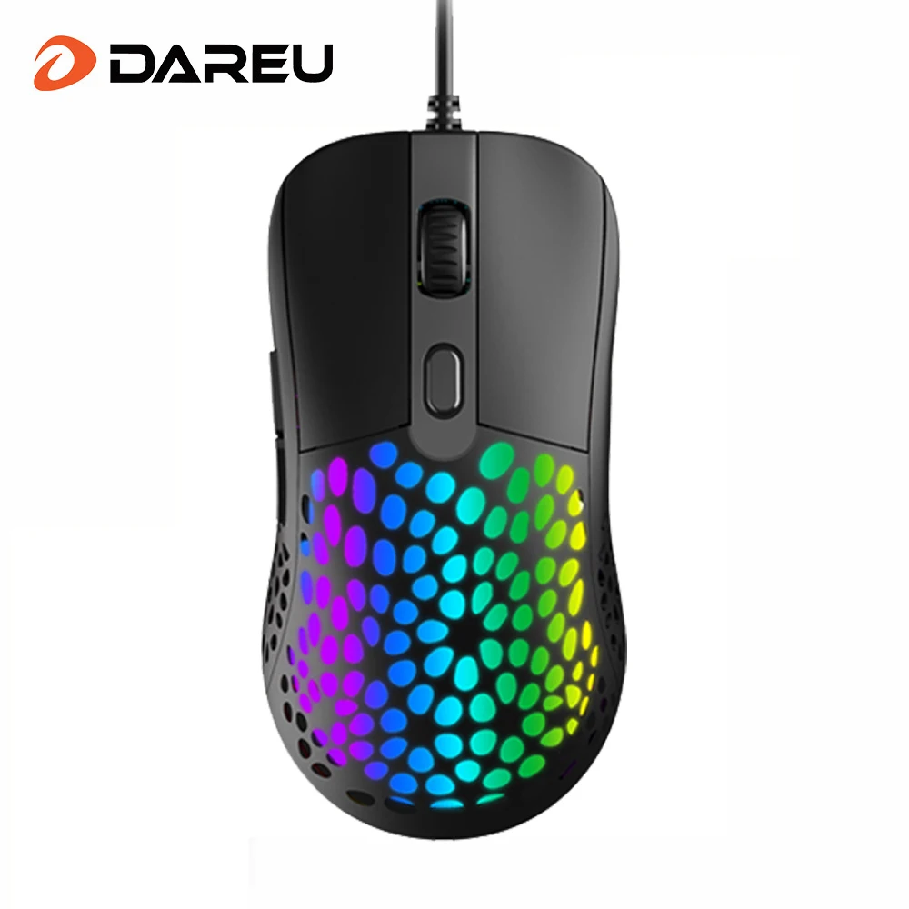 DAREU Wired Gaming Mouse 4 Programmeeritavat nuppu 6400 DPI Honeycomb Design RGB Kerge Arvuti Hiirte jaoks Gamer 0