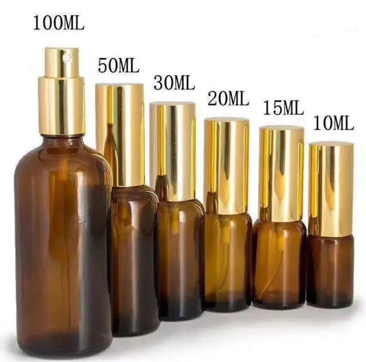 Hulgi 330pcs/palju Pihusti Pump Pudelid 30ml Tumedast Klaasist Korduvtäidetavaid Parfüümi Pudel Gold Spray Müügiks SN193 0