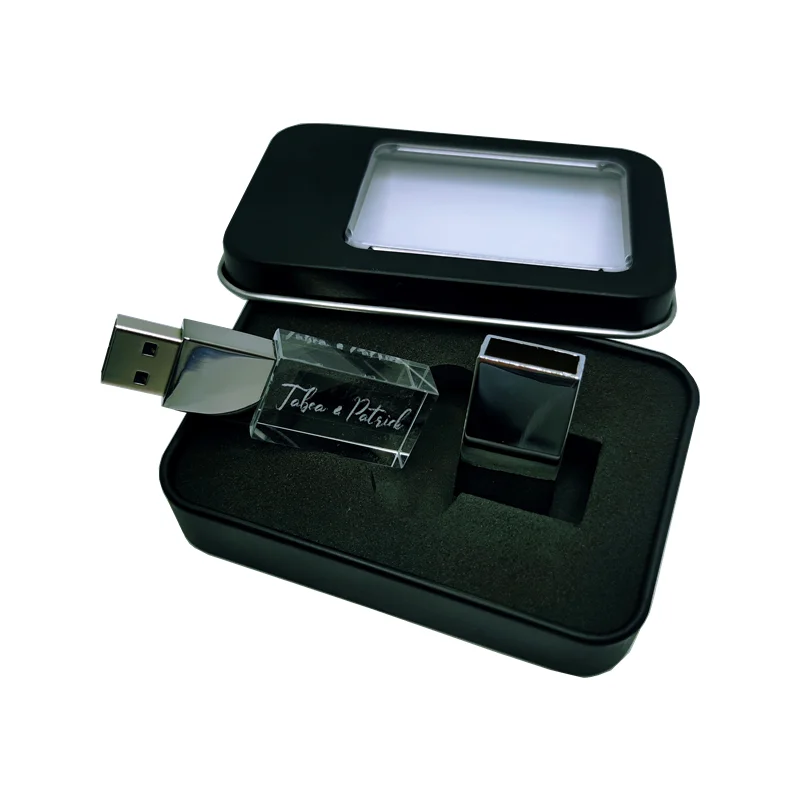 Tasuta Kohandatud Stuudio LOGO Värvi Kristall, Metall-USB2.0 Flash Drive 4GB 8GB 16GB 32GB 64GB mälupulk koos Black Metal Box 3