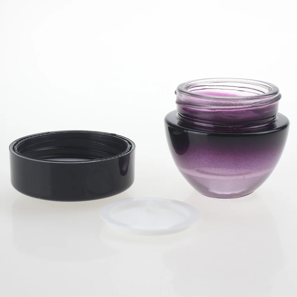 Tühi Kõrge kvaliteedi 50g lilla kreem klaasist purk klaas kosmeetika jar koos plastikust kaanega hulgimüük 2