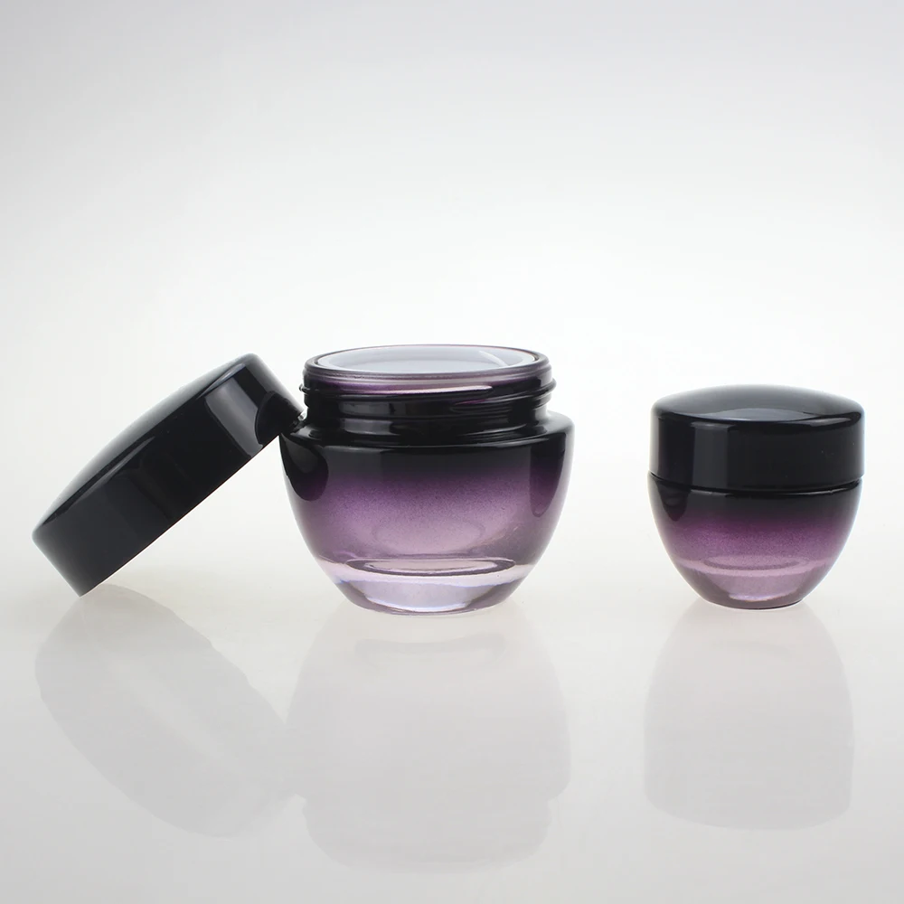 Tühi Kõrge kvaliteedi 50g lilla kreem klaasist purk klaas kosmeetika jar koos plastikust kaanega hulgimüük 4