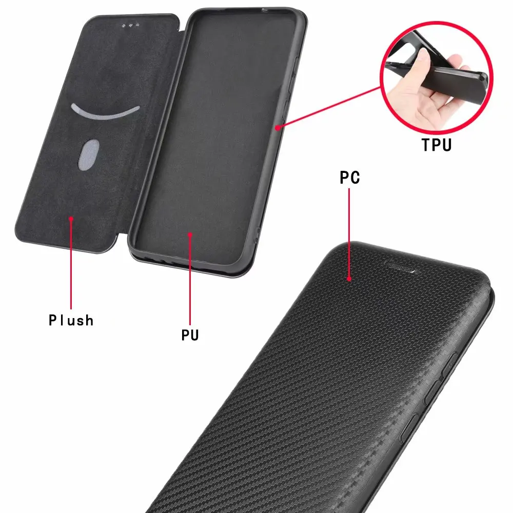 2022 süsinikkiust Motorola G100 G50 Juhul Magnet-Raamat Seista Flip Card Kaitsva Rahakott PU Nahk Moto G10, G20 G30 Kate 1