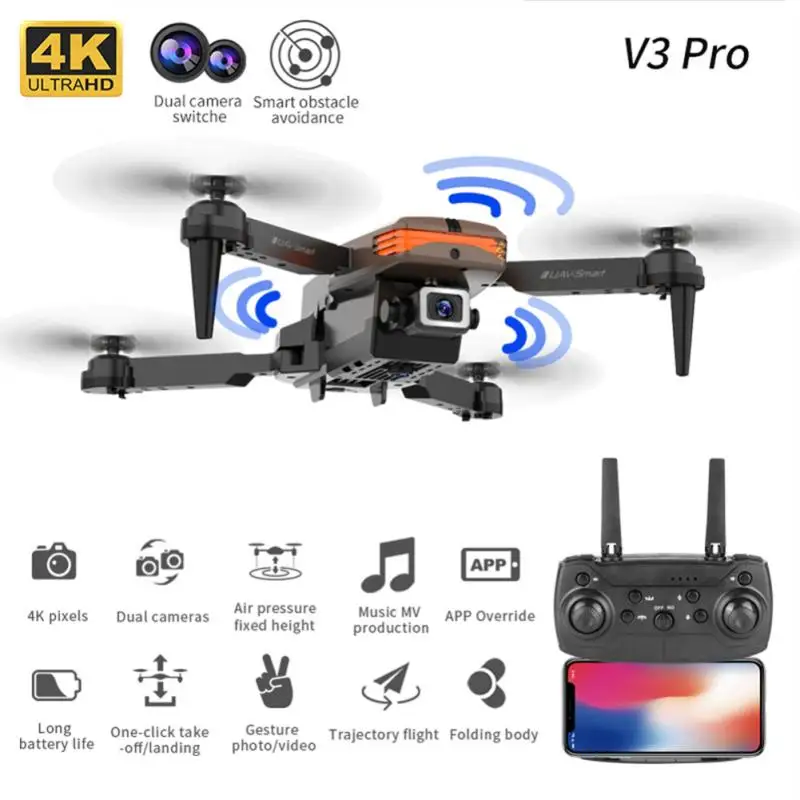 2021 Uus V3 Rc Pro Mini Undamine 4k Profesional HD Dual Camera Fpv Drones Koos Kaamera Hd 4k Rc Helikopterid Quadcopter Mänguasjad 0