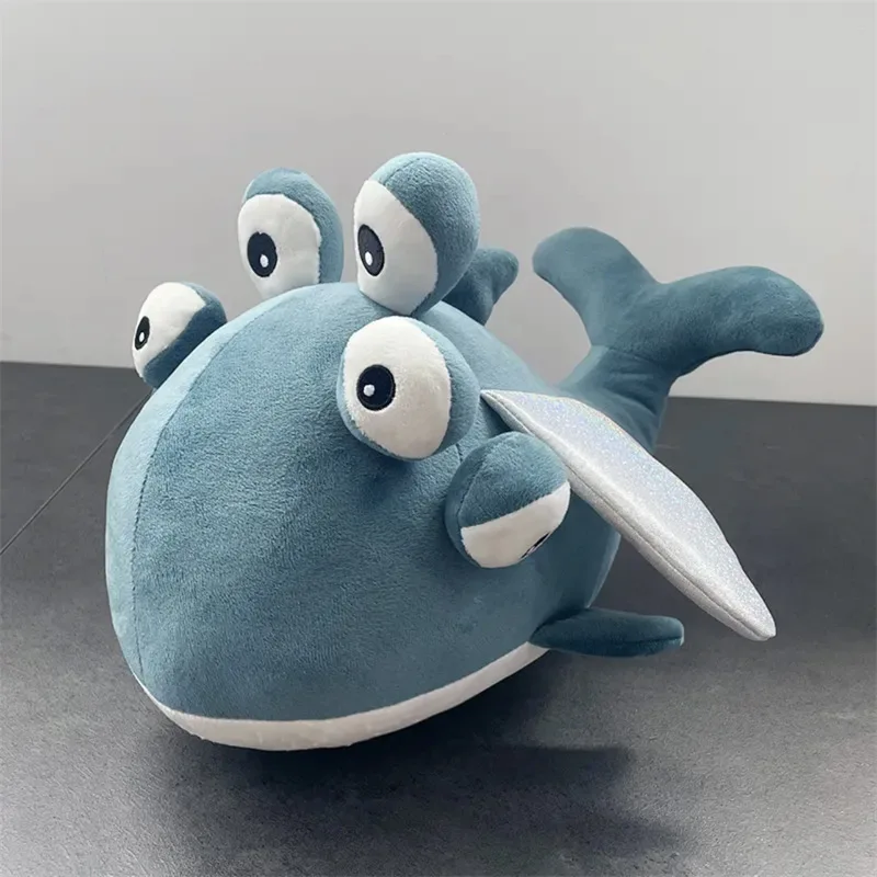 Naljakas Kuus-Eyed Lendavad Kalad, Nukk Kawaii Loominguline Monster Mere Loomade Pehme Sinine Tiivuline Vaal Padi Pehmed Mänguasjad, Lapsed Sünnipäeva Kingitus 1