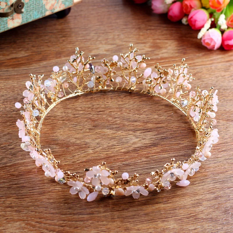 Barokk Tiaras Crown Retro Kallis Suur Lill Pruut Crown Ehted Boutique Headdress Käsitöö Pulm UV-Värvi Kaitse 2