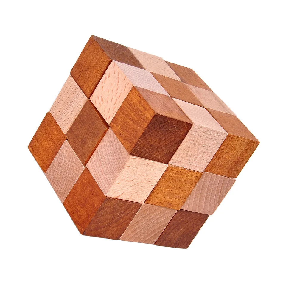 Puit Aju Teaser Cube Blokeerida Puidust Madu Kuubik 3d Burr Puzzle Mäng Mänguasjad 1