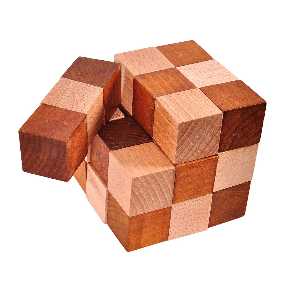 Puit Aju Teaser Cube Blokeerida Puidust Madu Kuubik 3d Burr Puzzle Mäng Mänguasjad 2