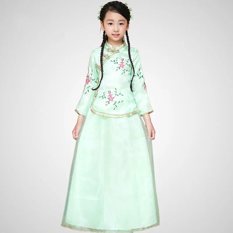 Uute tulijate Laste Hiina Traditsiooniline Kostüüm Top+seelik, 2 Tk Tüdruk Hiina Vana Kostüüm Lapsed Hanfu Pulm Riietus 18 0