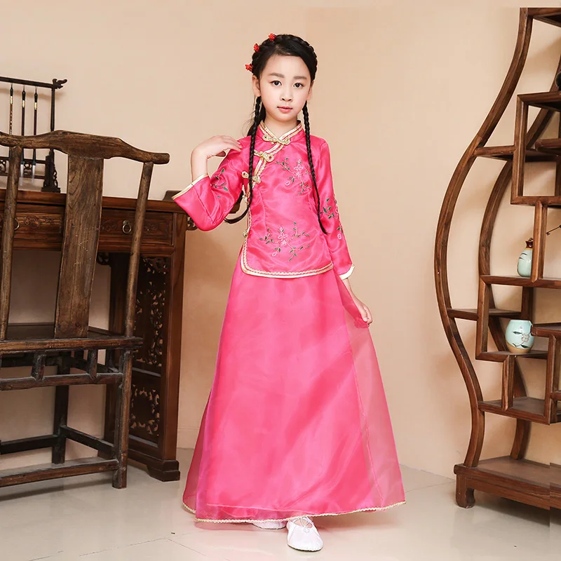 Uute tulijate Laste Hiina Traditsiooniline Kostüüm Top+seelik, 2 Tk Tüdruk Hiina Vana Kostüüm Lapsed Hanfu Pulm Riietus 18 2